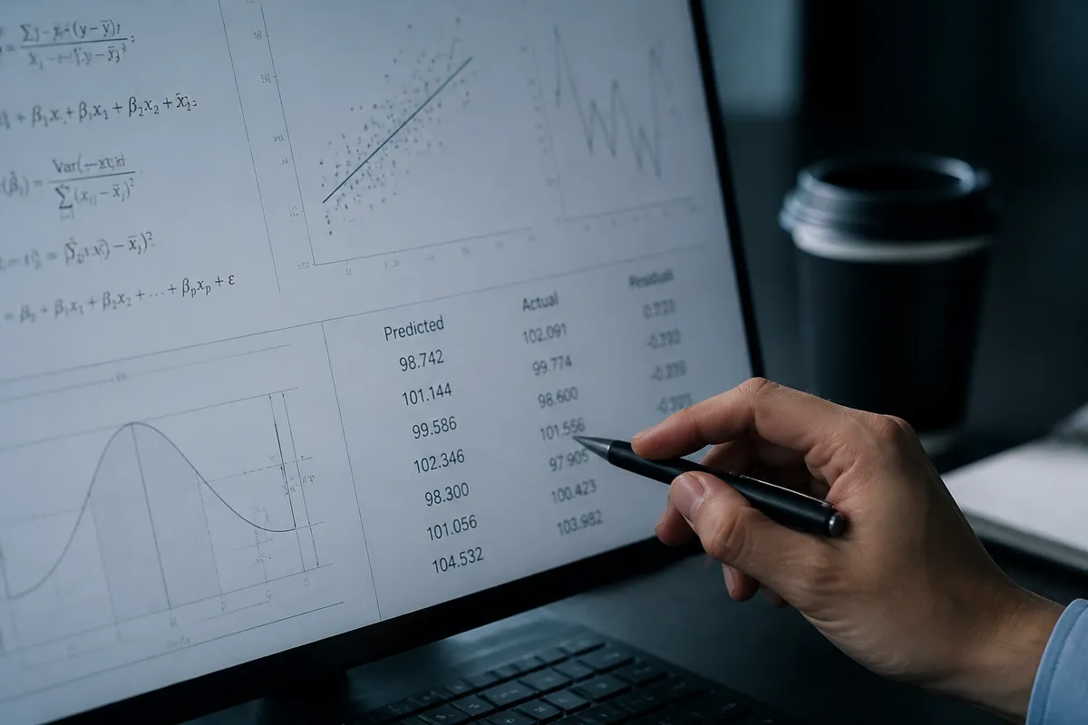Écran d'ordinateur affichant données mathématiques et statistiques brutes pour analyse sportive professionnelle.