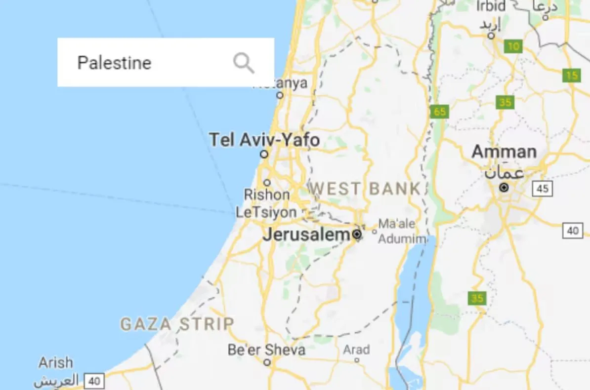 Google Maps a supprimé le nom de Palestine de ses cartes !