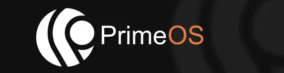 Logo primeos avec fond noir et OS en orange